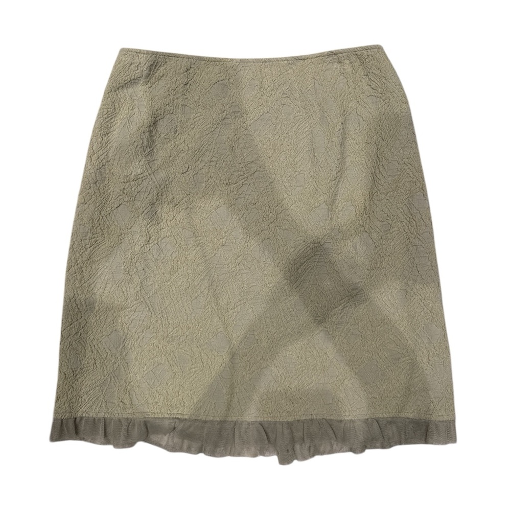 Olive Mini Skirt with Subtle Ruffle Hem